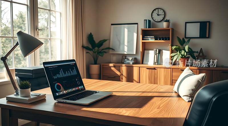 阳光下的现代办公空间整洁明亮的工作环境