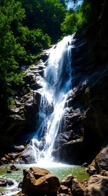 瀑布飞流直下绿树环绕自然美景令人陶醉 瀑布飞流直下绿树环绕自然美景令人陶醉