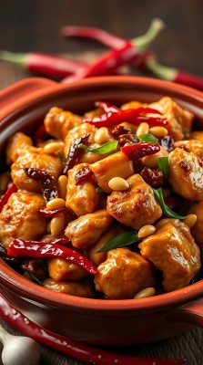 香辣鸡丁配松子