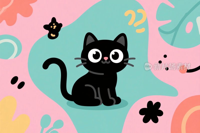 卡通黑猫插画