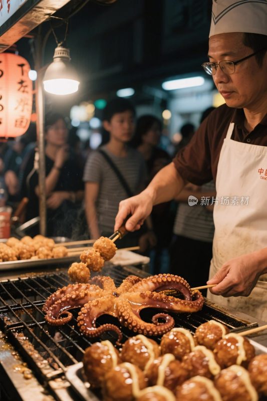 街头夜市烤海鲜摊