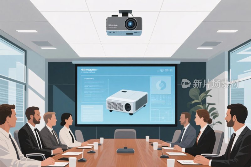 商务会议会议室插画