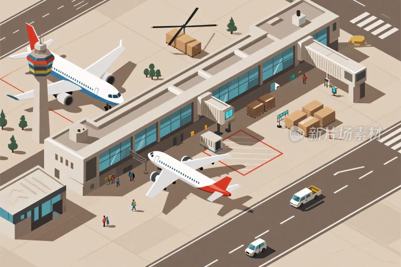 机场场景插画
