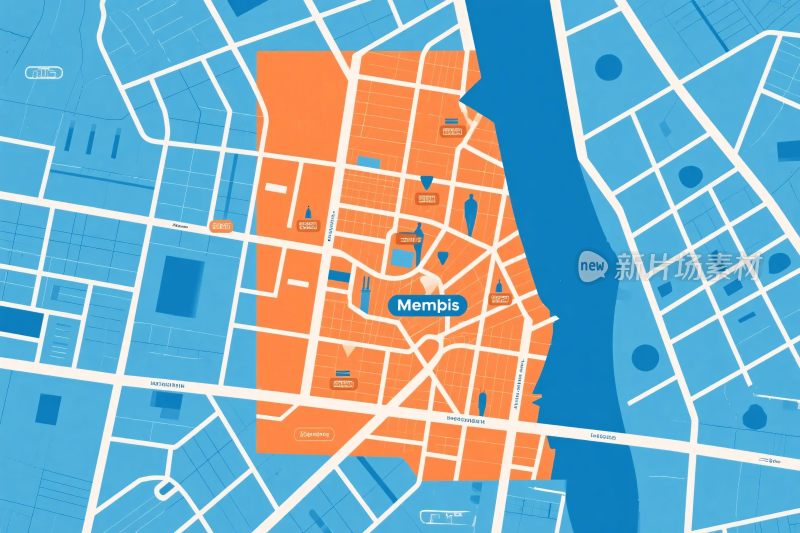 城市区域地图插画