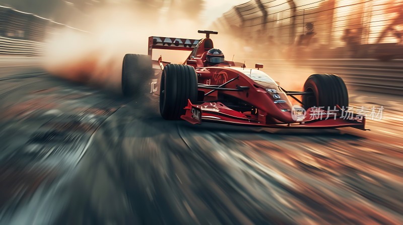 红色赛车疾驰赛道速度与激情并存！
