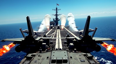 航母起飞壮观场景