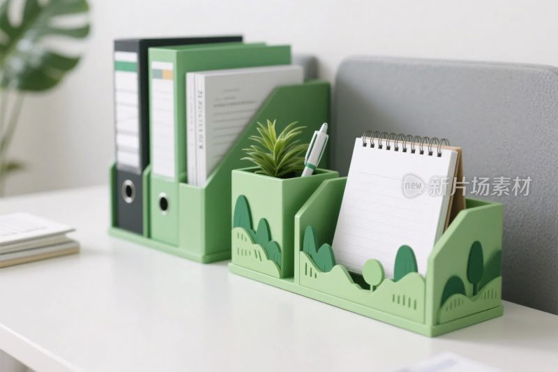 绿色桌面收纳文具架摆件