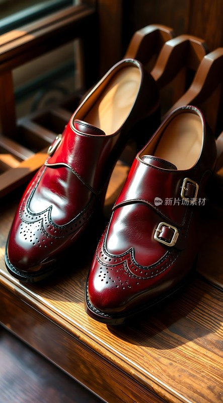 红色皮鞋展示