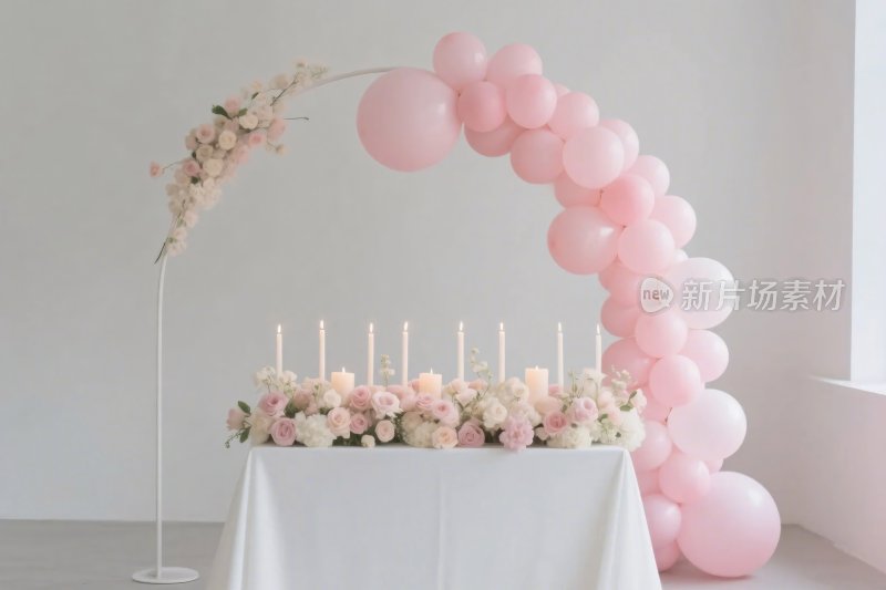 粉色气球拱门布置场景