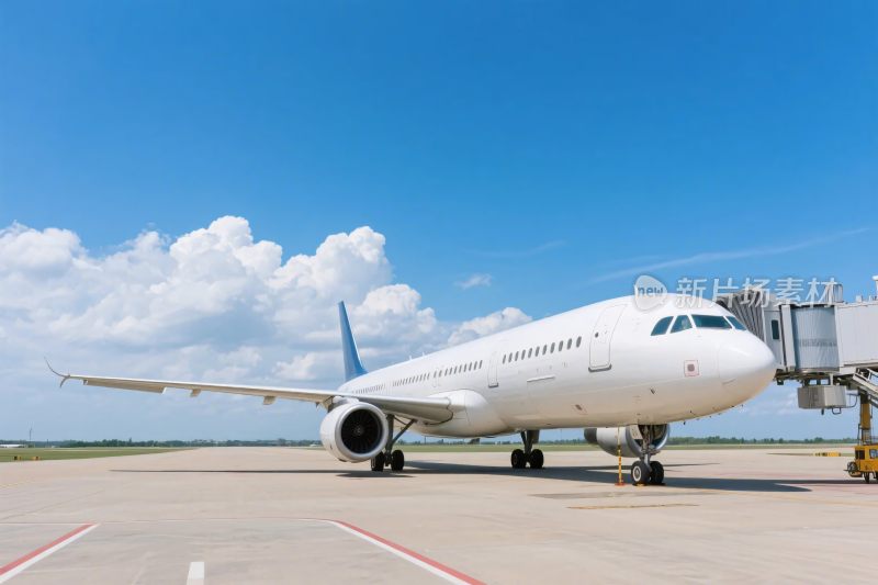 机场客机停靠廊桥处