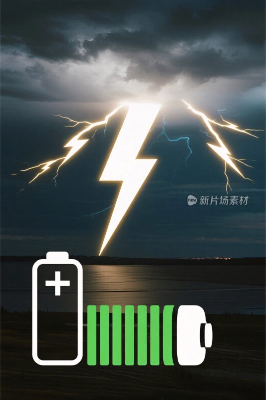 闪电电池能量插画
