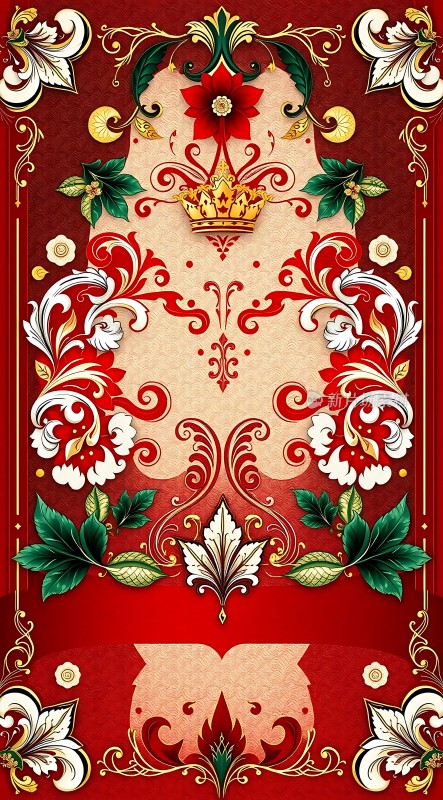 华丽花纹皇冠图案