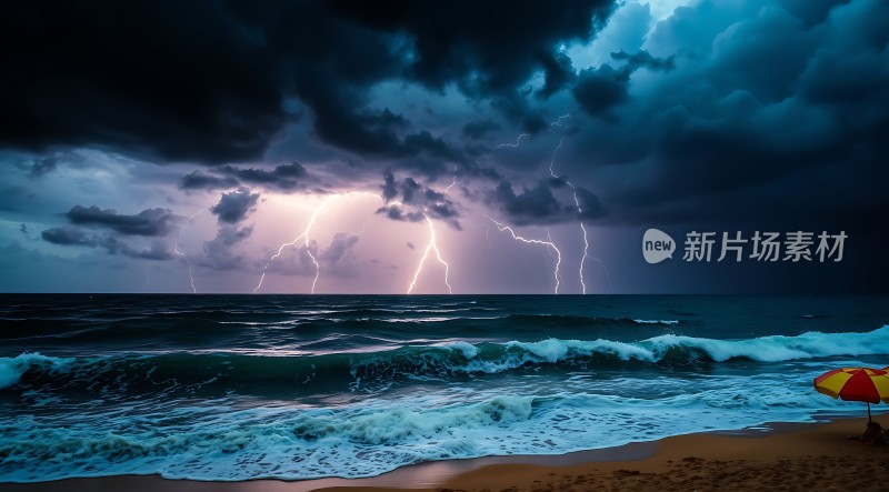 海天一线闪电风暴