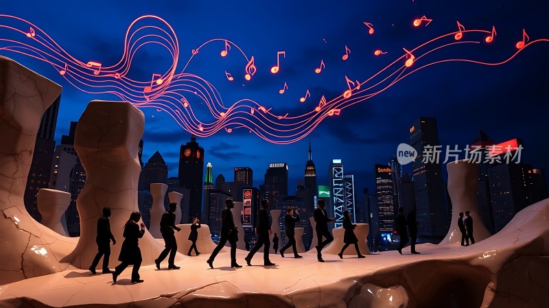 城市夜色中流动的音乐旋律