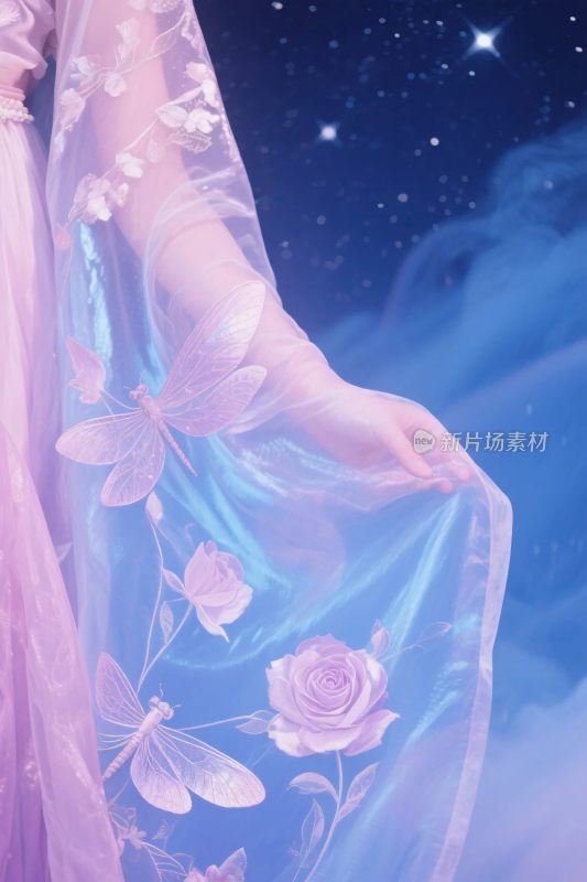 梦幻纱质花绘插画