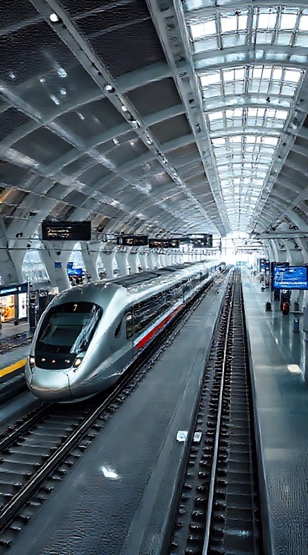 高铁站内高速列车停靠