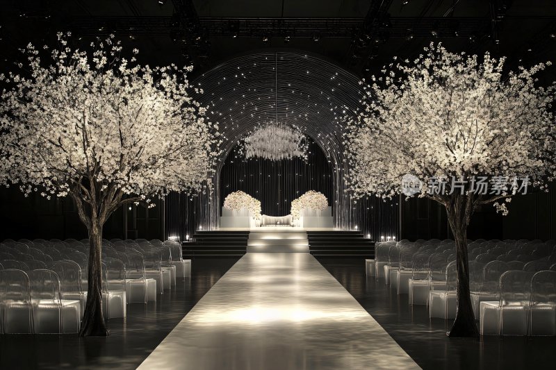 梦幻白色婚礼场景布置