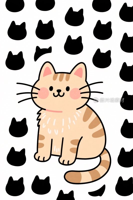 卡通小猫黑猫图案插画