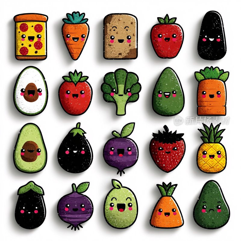可爱卡通蔬菜水果插画