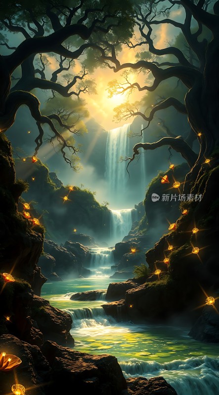 神秘瀑布森林奇景
