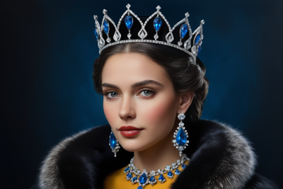 戴着王冠和毛领的妇女高清图片 戴着王冠和毛领的妇女高清图片