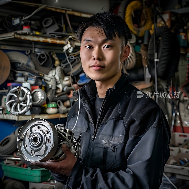 机械师专注检修零件