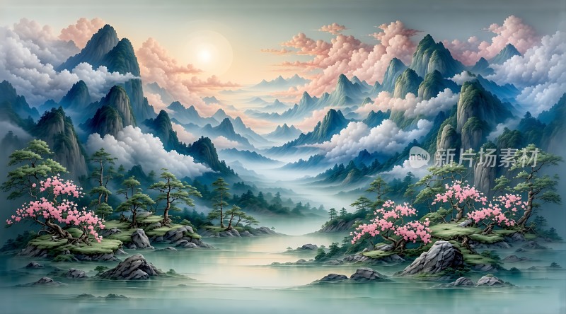 云雾缭绕的山川美景