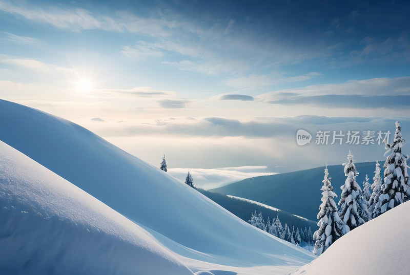 冬天冰雪天空自然风景