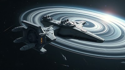 星际飞船探索神秘星环