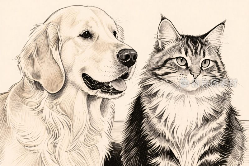 宠物插画猫狗绘画