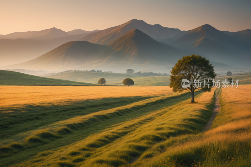 山脉一棵树高清风景图片