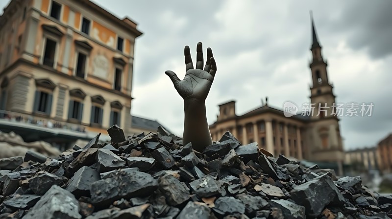 石块中伸出的手