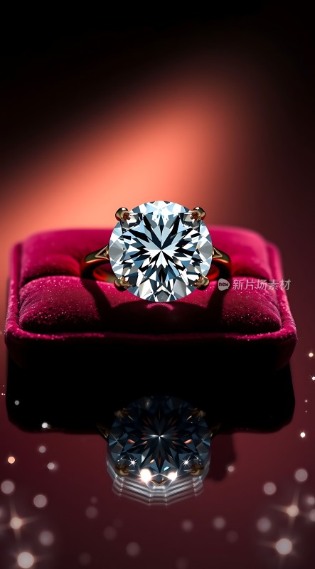 璀璨钻石戒指闪耀红盒映衬下的奢华光芒