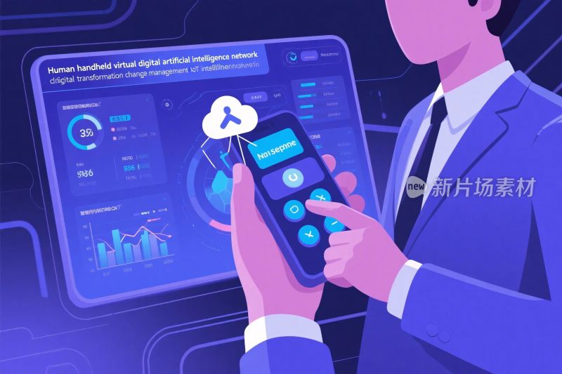 数字商务手机交互插画