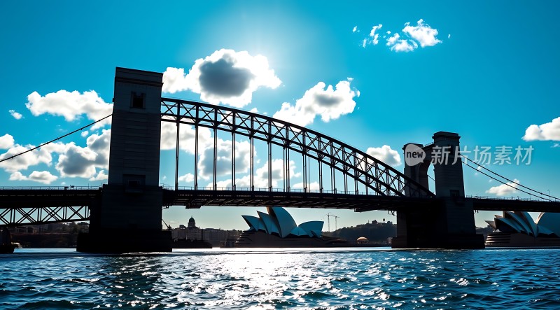 阳光下的悉尼歌剧院与海港大桥