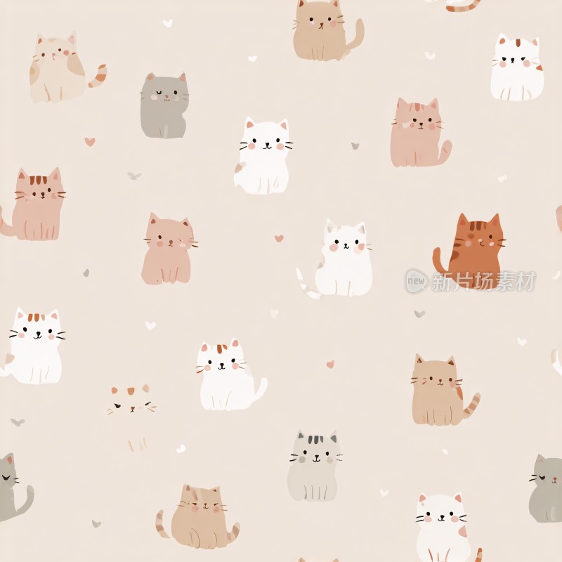 可爱猫咪插画背景图案