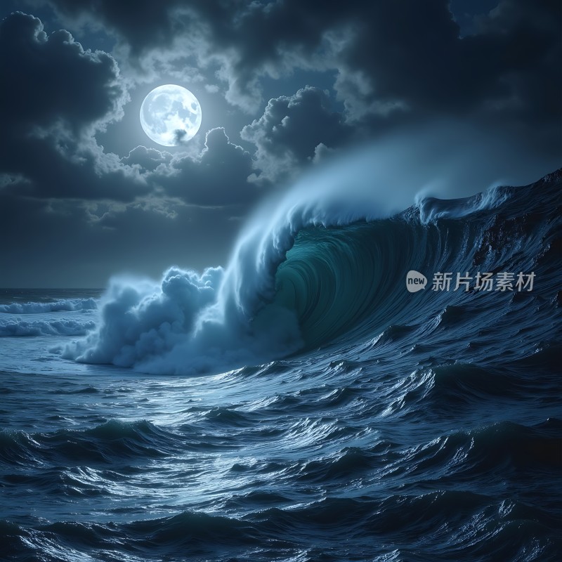 月下巨浪翻滚