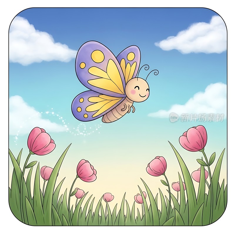 蝴蝶翩翩起舞花海中自由翱翔