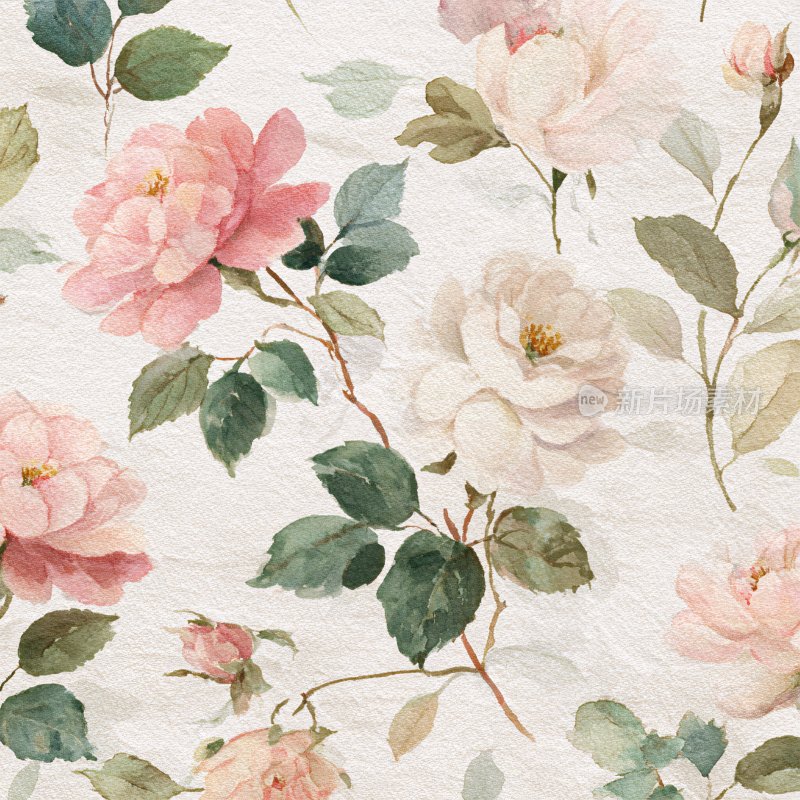 水彩风格花卉图案