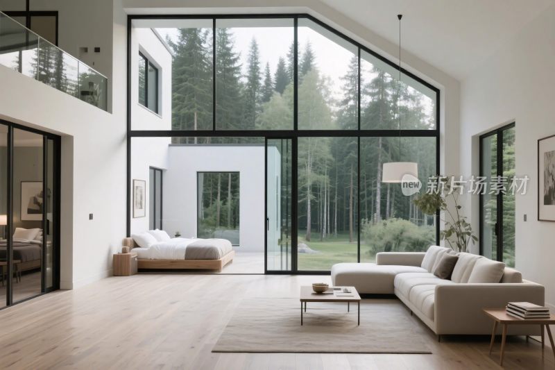 现代简约森林景观客厅