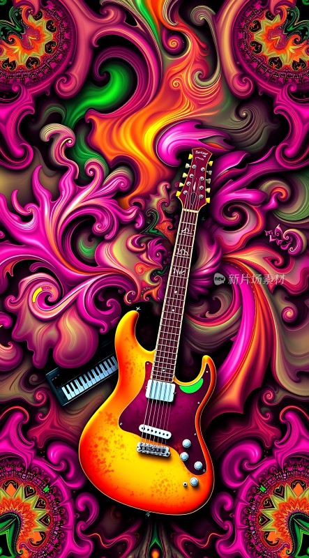 吉他键盘炫彩背景