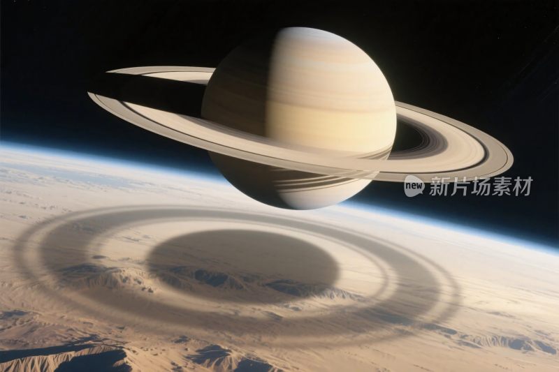 土星与地球太空景象