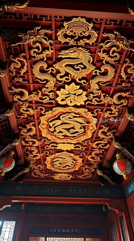 金碧辉煌的龙凤天花板