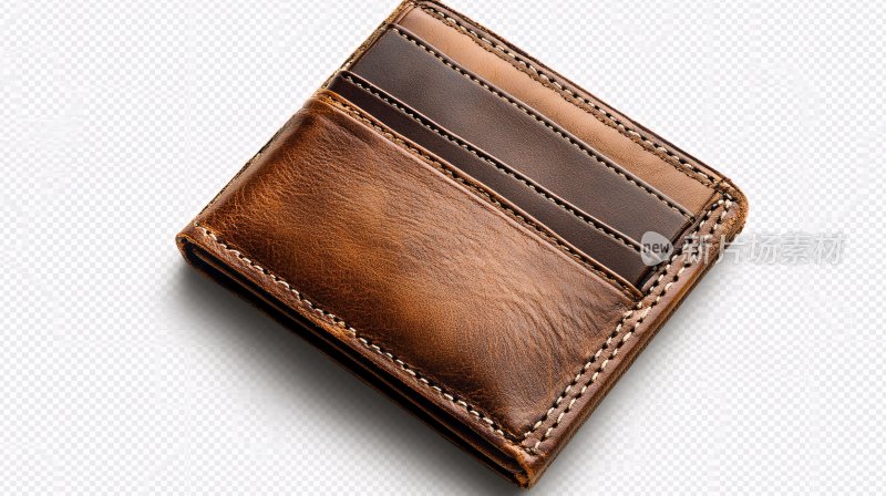 棕色皮革钱包特写