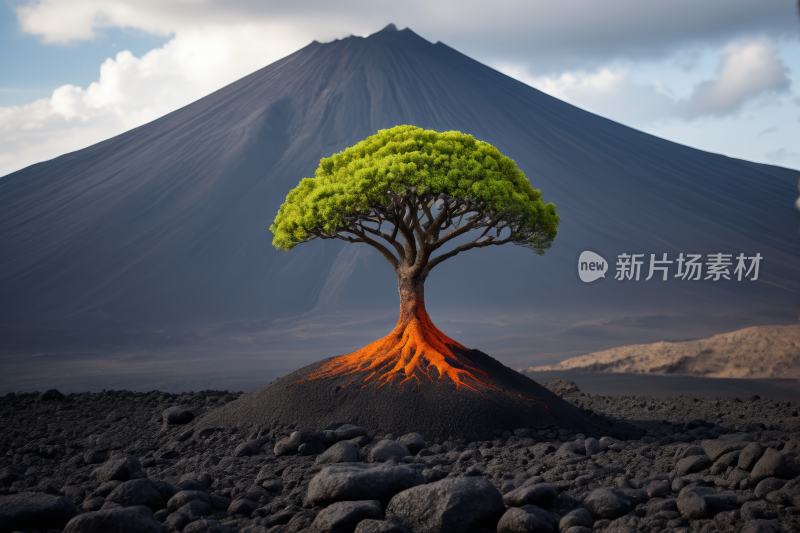 一棵树从一堆岩石中生长出来风光风景图片