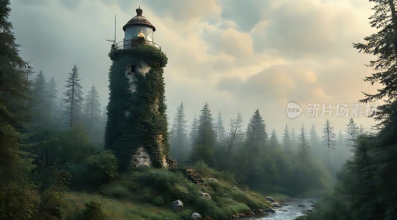 迷雾森林中的古老灯塔