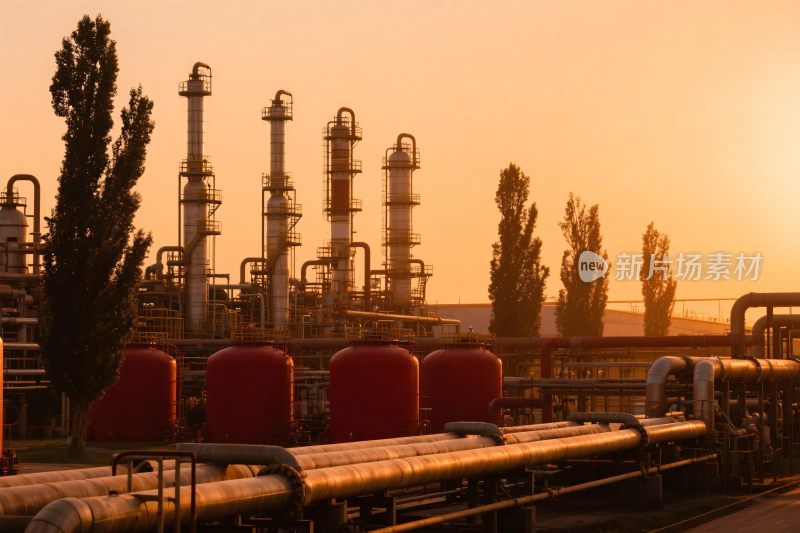 工业区工业设施黄昏