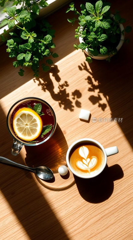 阳光下的饮品时光