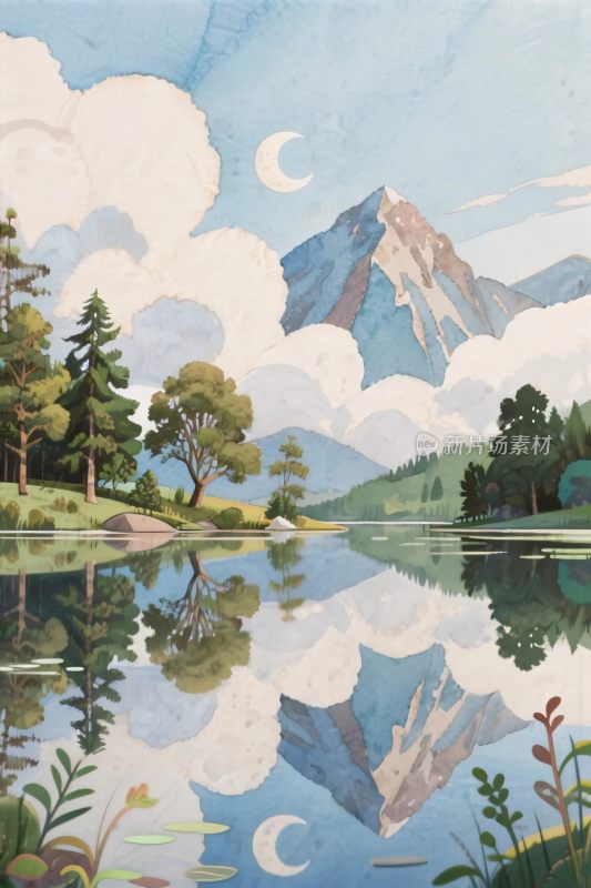 山水风景插画