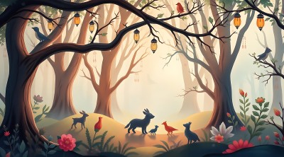 森林秘境动物与自然和谐共处